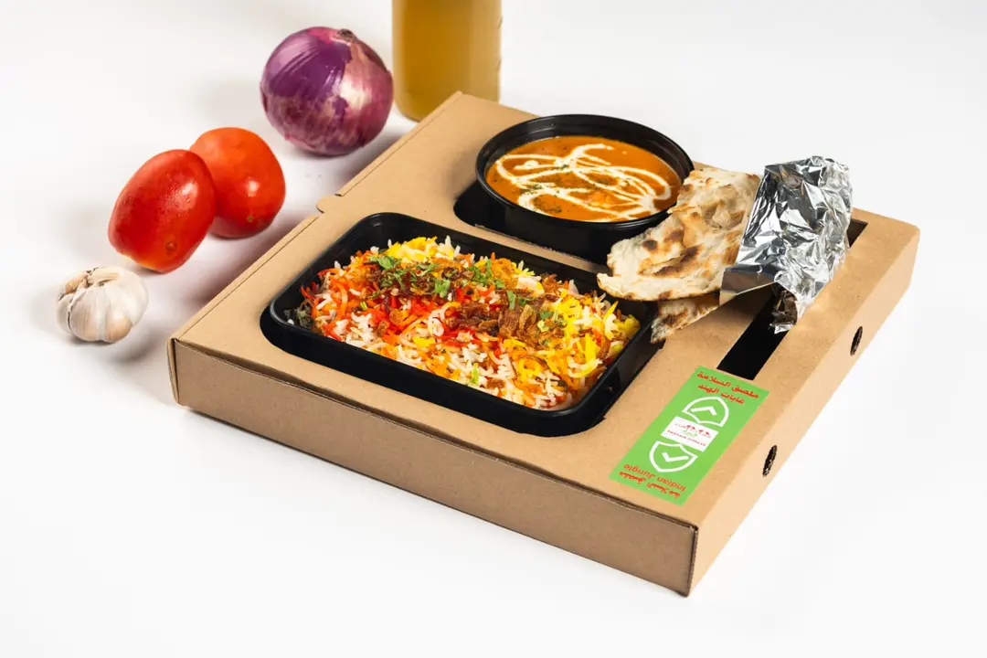 Biryani rice and butter chicken